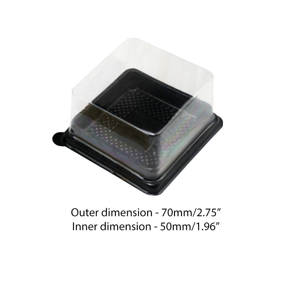 70x70mm Black Square Base With Clear Lid - TEM IMPORTS™