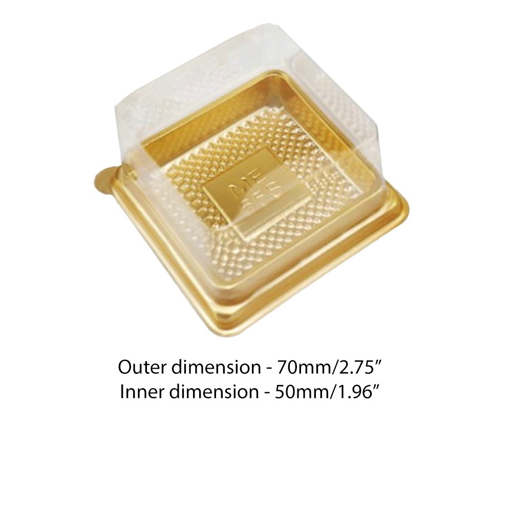 70x70mm Gold Square Base With Clear Lid - TEM IMPORTS™