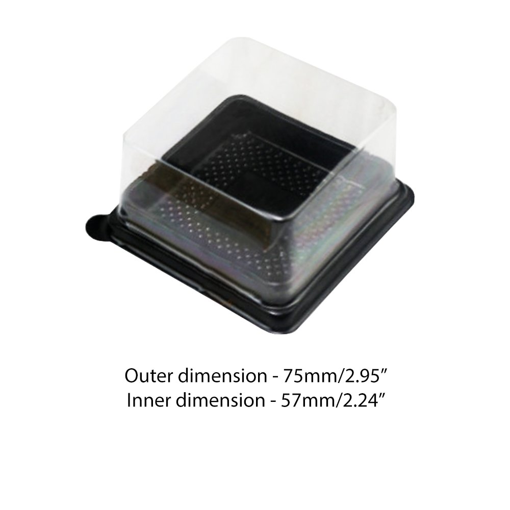 75x75mm Black Square Base With Clear Lid - TEM IMPORTS™
