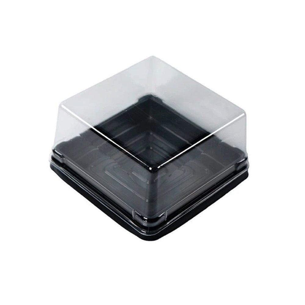 80x80mm Black Square Base With Clear Lid - TEM IMPORTS™