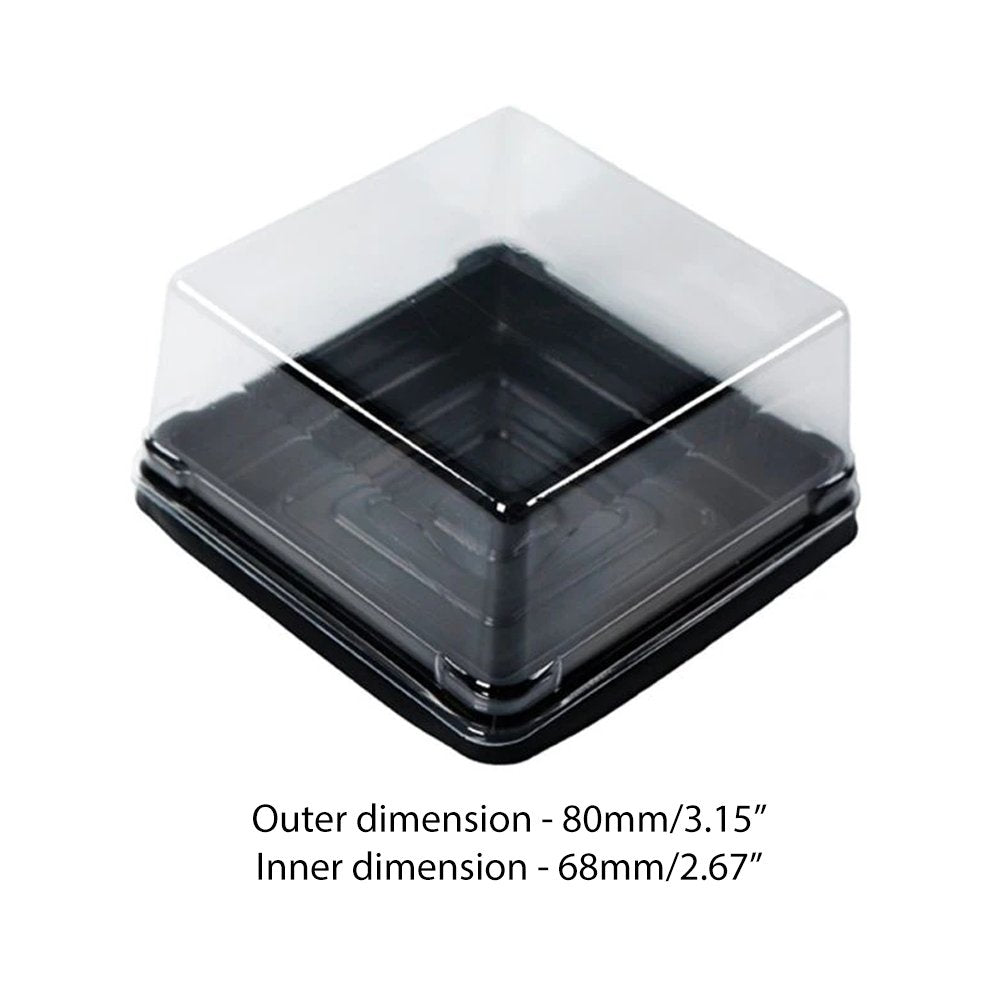 80x80mm Black Square Base With Clear Lid - TEM IMPORTS™