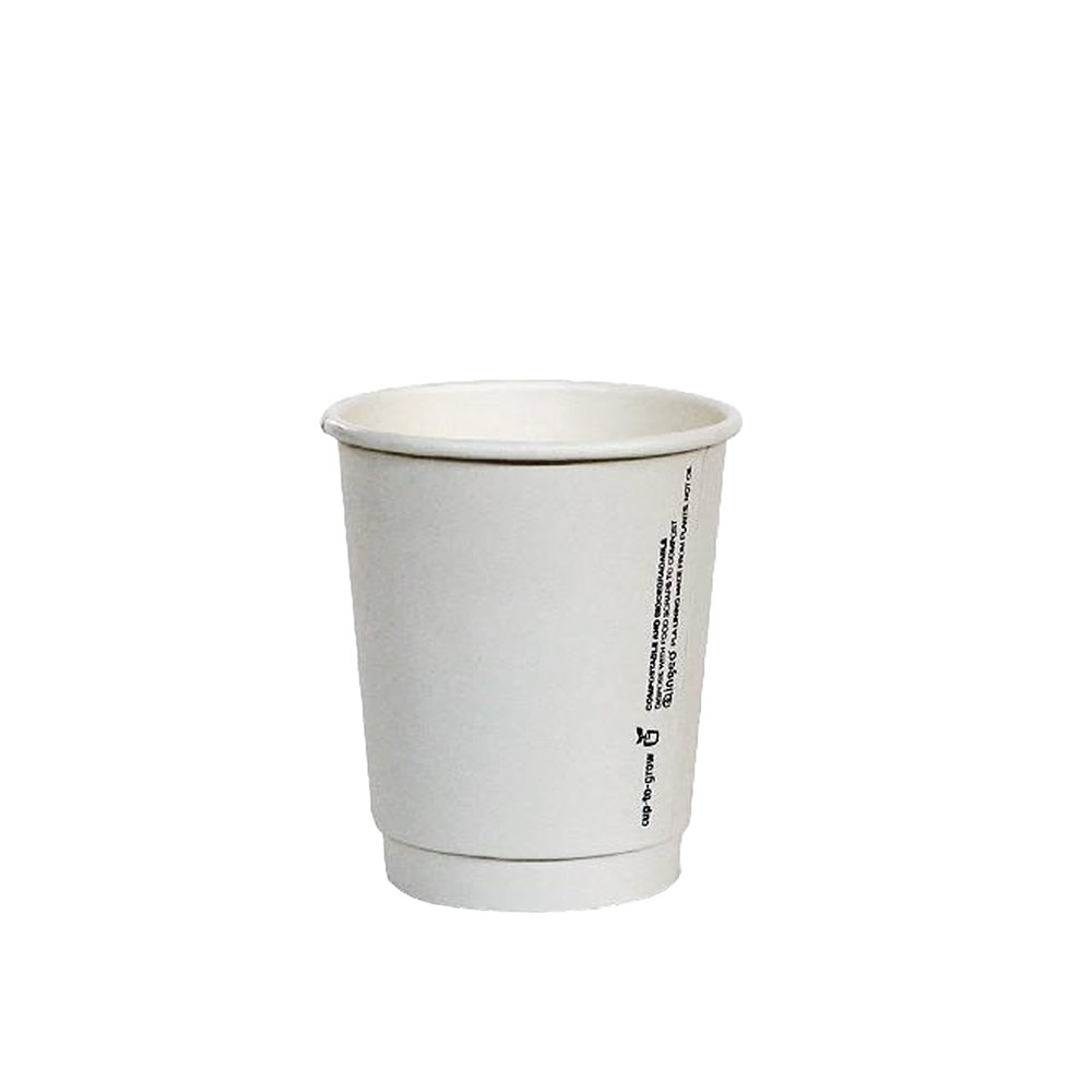 8oz/237mL (80mm) PLA Coated DW Paper Cup White - TEM IMPORTS™