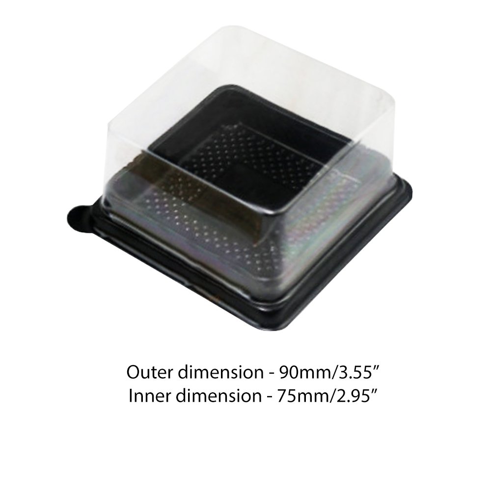 90x90mm Black Square Base With Clear Lid - TEM IMPORTS™