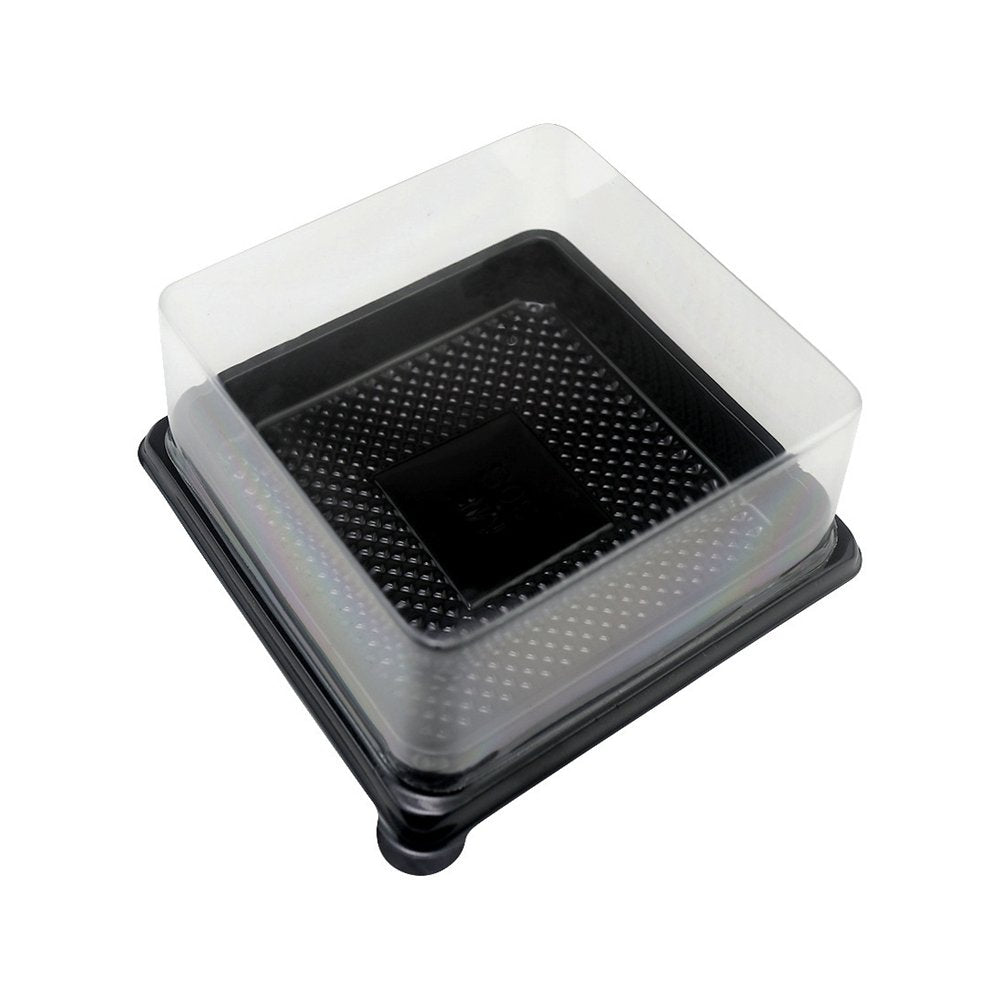 90x90mm Black Square Base With Clear Lid - TEM IMPORTS™