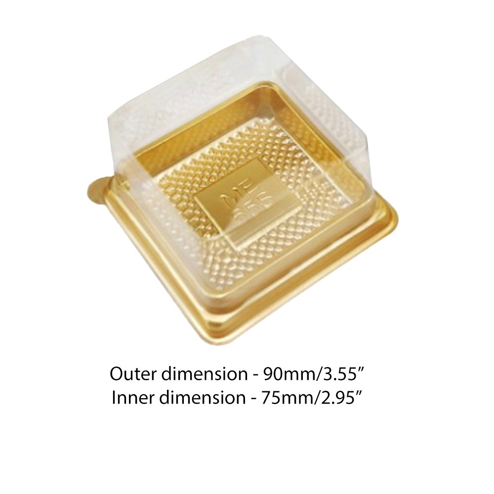 90x90mm Gold Square Base With Clear Lid - TEM IMPORTS™