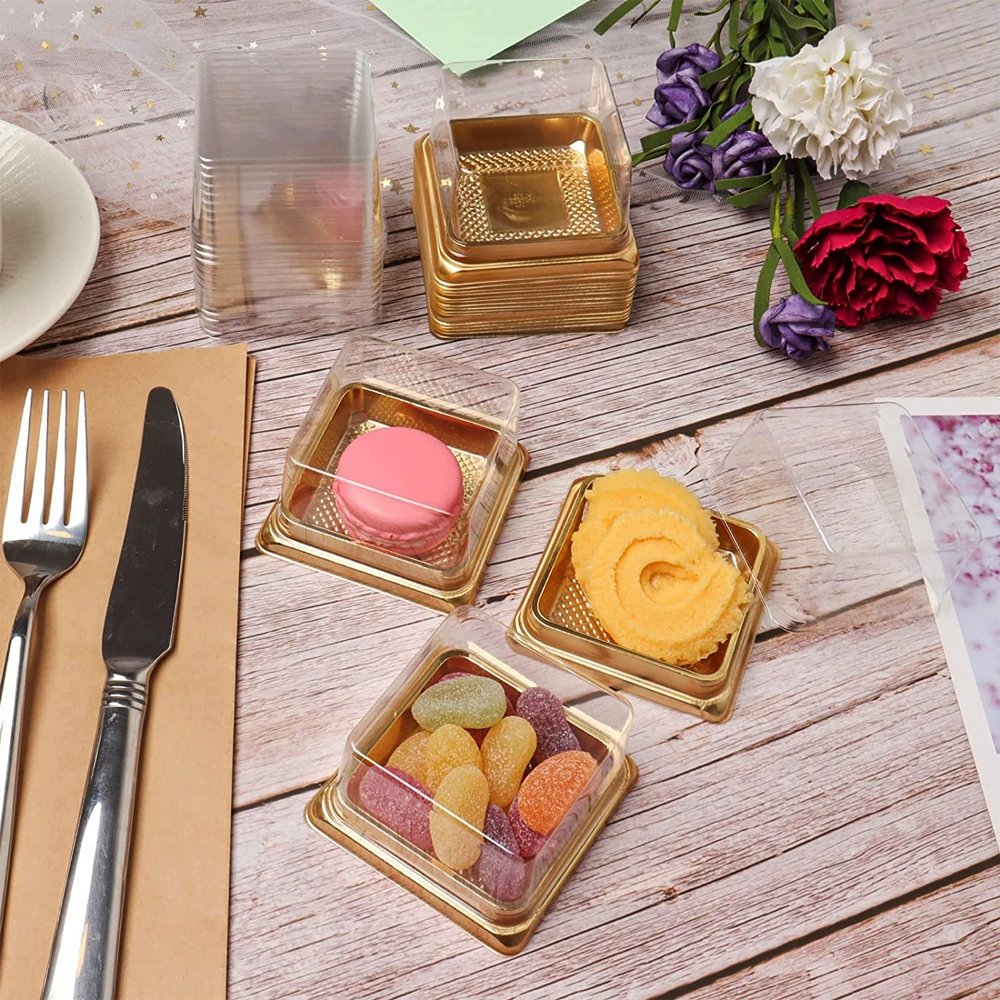 90x90mm Gold Square Base With Clear Lid - TEM IMPORTS™