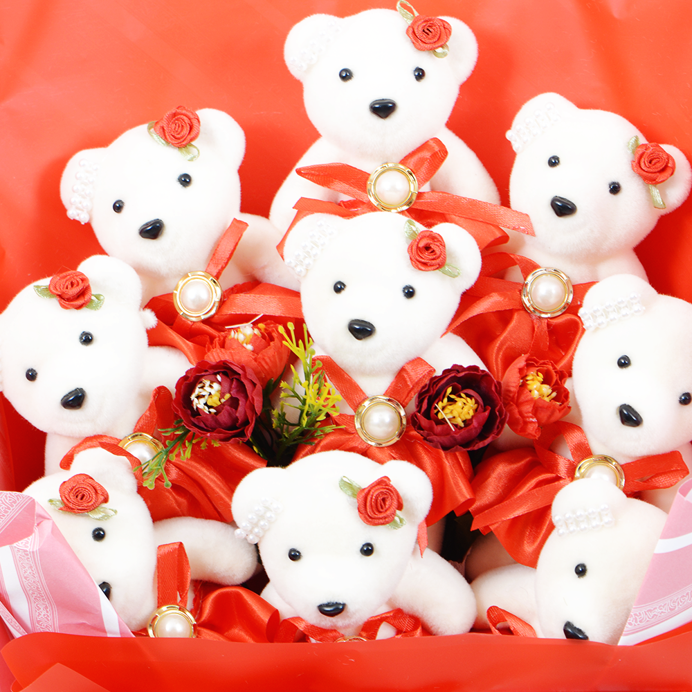 Cute Red Teddy Bear Bouquet