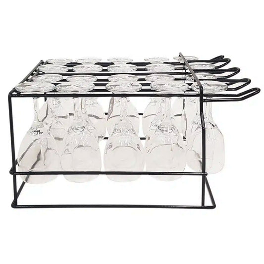 Black Hanging Glass Rack 4 Rows With Break Stopper - TEM IMPORTS™