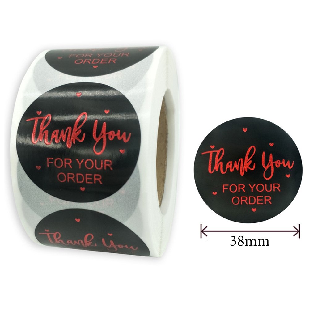 Black Seal Label Stickers Roll 'Thank You For Your Order' - TEM IMPORTS™