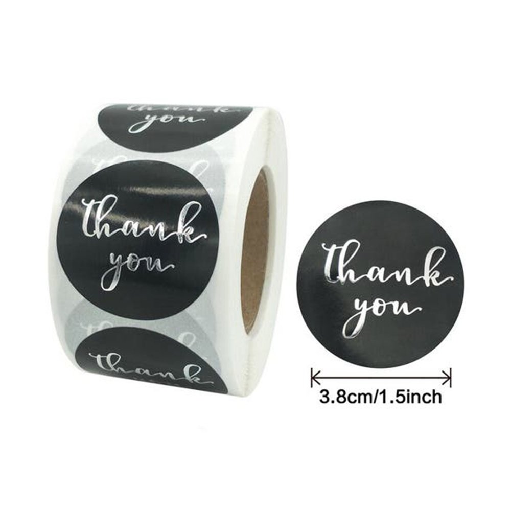 Black Simple Seal Label Stickers Roll 'Thank You' - TEM IMPORTS™