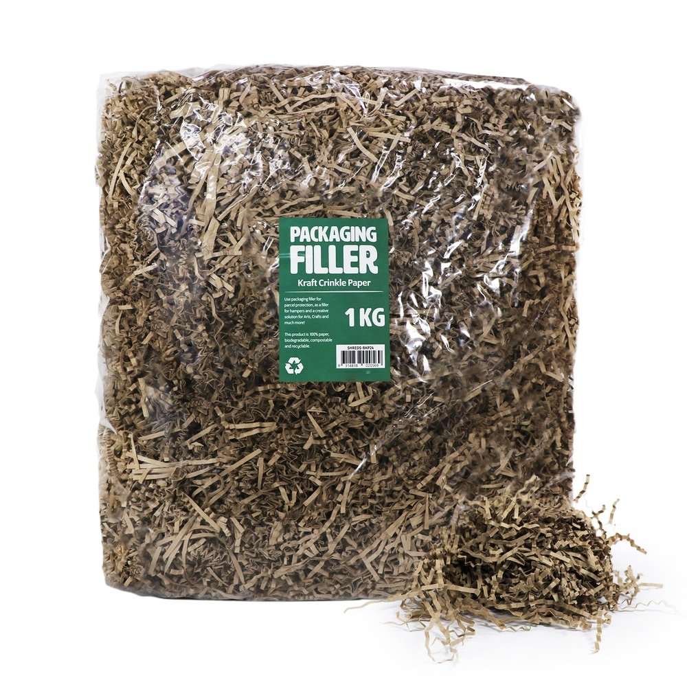 Brown Crinkle Paper Shreds Fillers - 1Kg Bag - TEM IMPORTS™