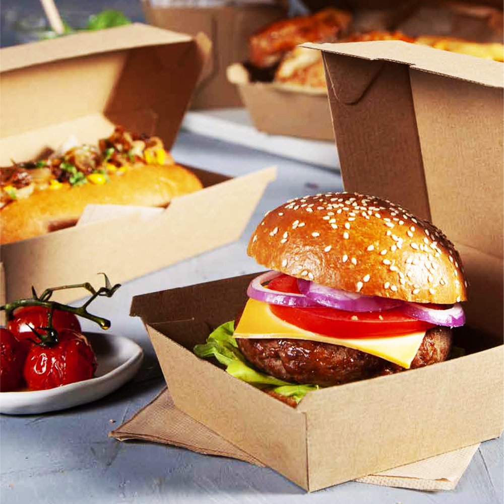 Corrugated Kraft Plain Brown Large Burger Box - TEM IMPORTS™
