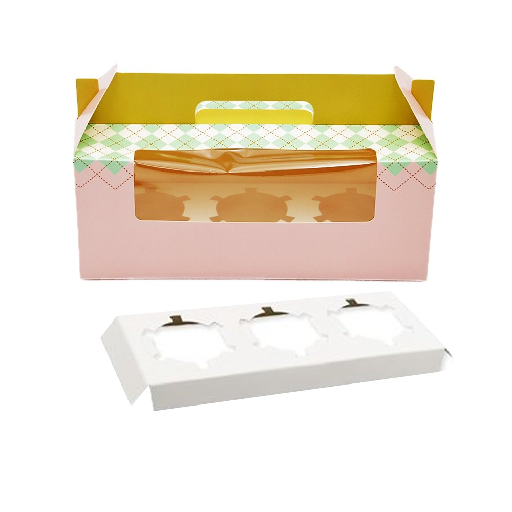 Cupcake Tray Front Window Paper Cake Box Handle - Pattern - TEM IMPORTS™