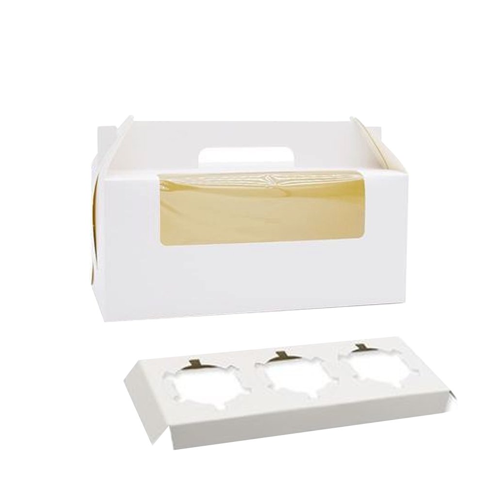 Cupcake Tray Paper Cake Box Handle - White - TEM IMPORTS™