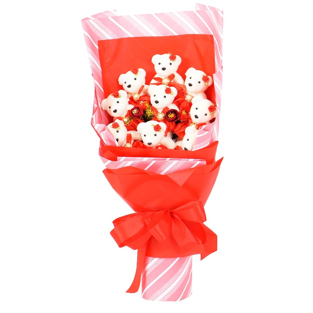 Cute Red Teddy Bear Bouquet - TEM IMPORTS™