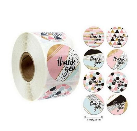 Patterns Seal Label Stickers Roll 'Thank You' 