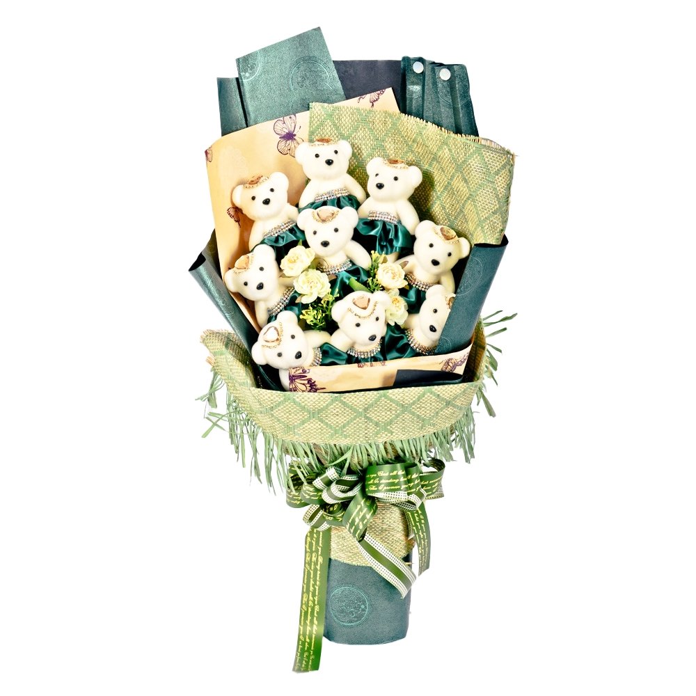 Emerald Green Teddy Bear Bouquet