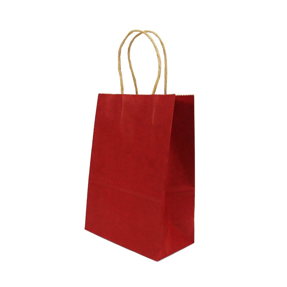 Ex Small Kraft Paper Twist Handle Bag-Maroon Red