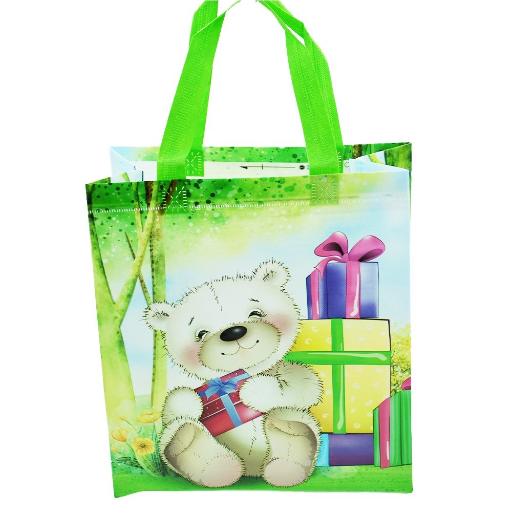 Green Medium Bear Coated Non Woven Bags - Pk10 - TEM IMPORTS™