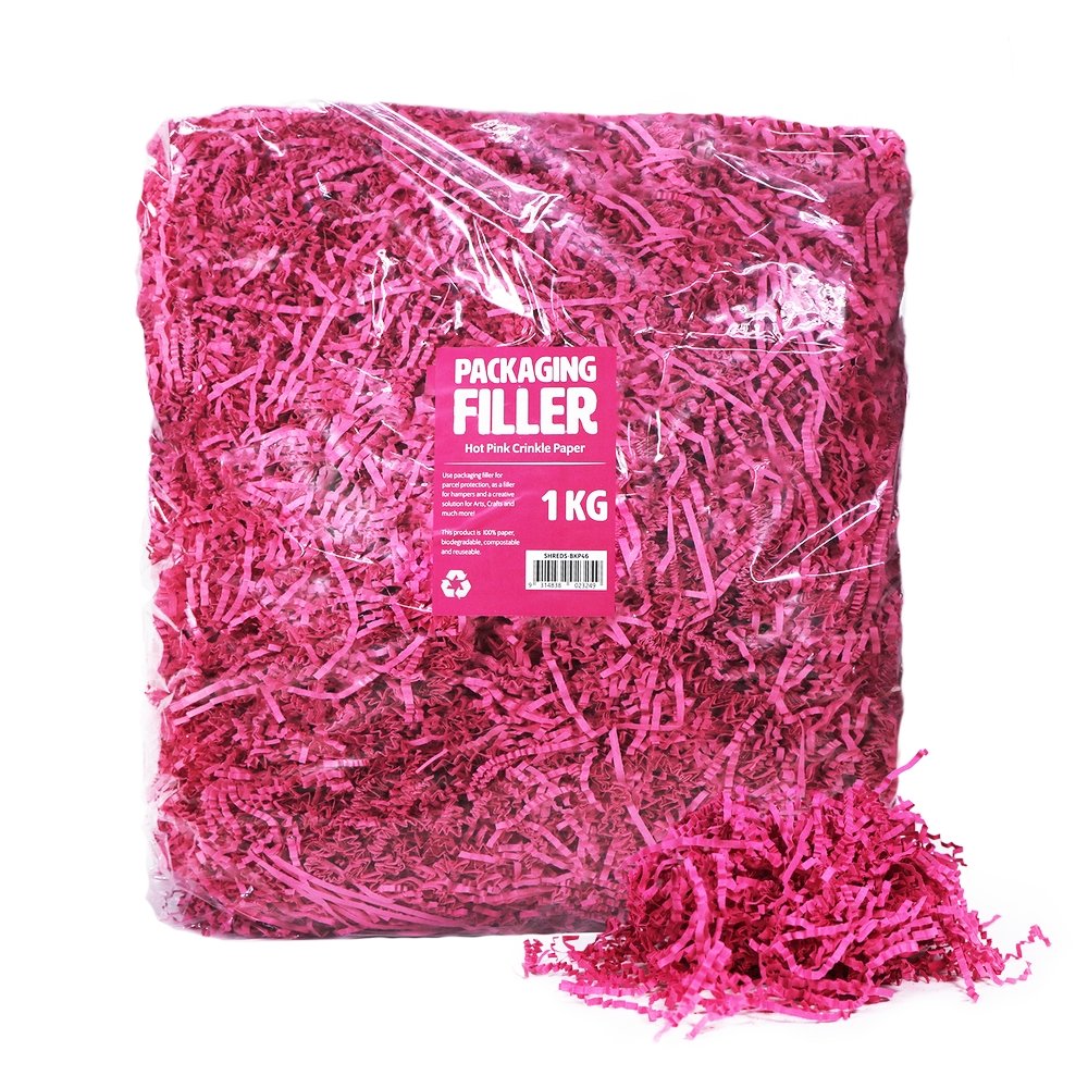 Hot Pink Crinkle Paper Shreds Fillers - 1Kg Bag - TEM IMPORTS™