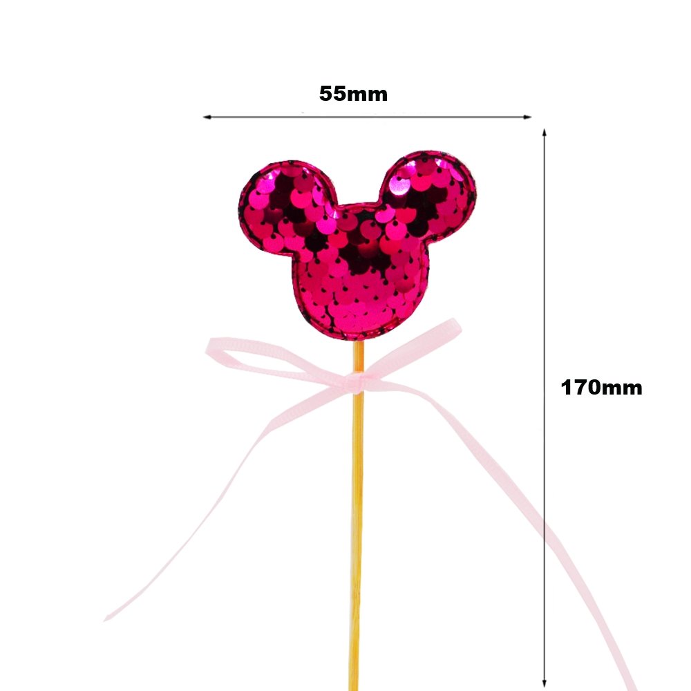 Hot Pink Mickey Ear With Pink Bow Cake Topper - TEM IMPORTS™