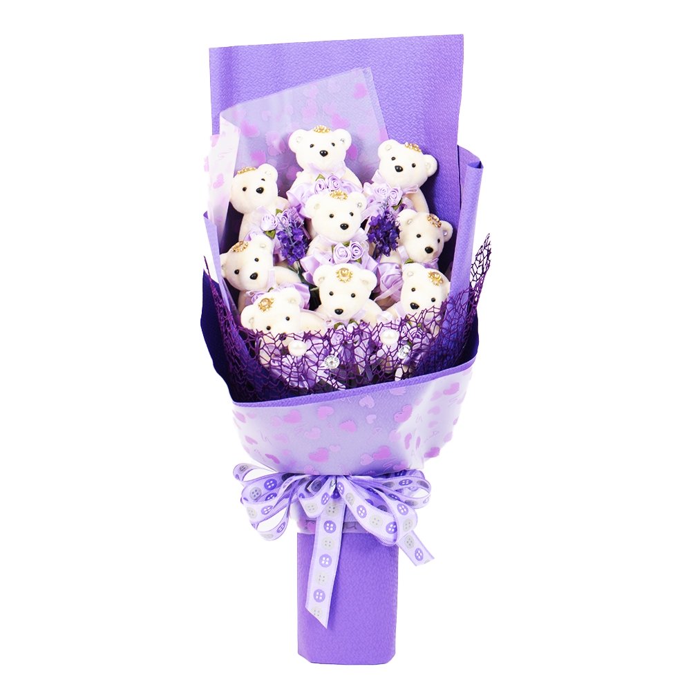 Just Purple Teddy Bear Bouquet - TEM IMPORTS™