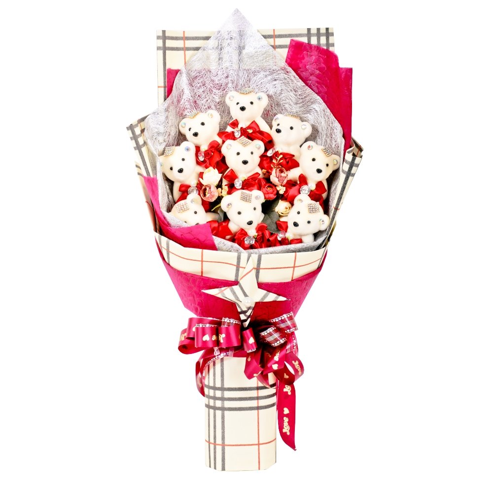 Just You Red Teddy Bear Bouquet - TEM IMPORTS™