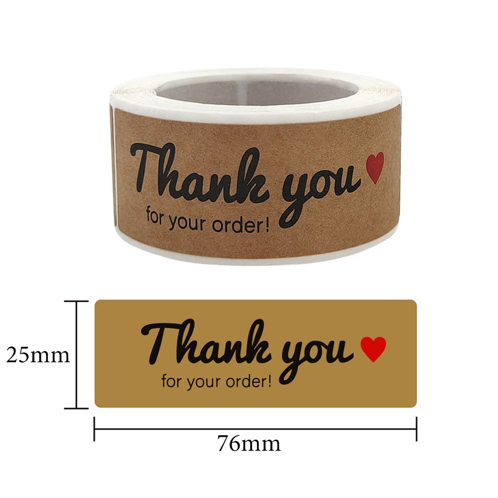 Kraft Rectangular Sticker 'Thank You For Your Order' - TEM IMPORTS™