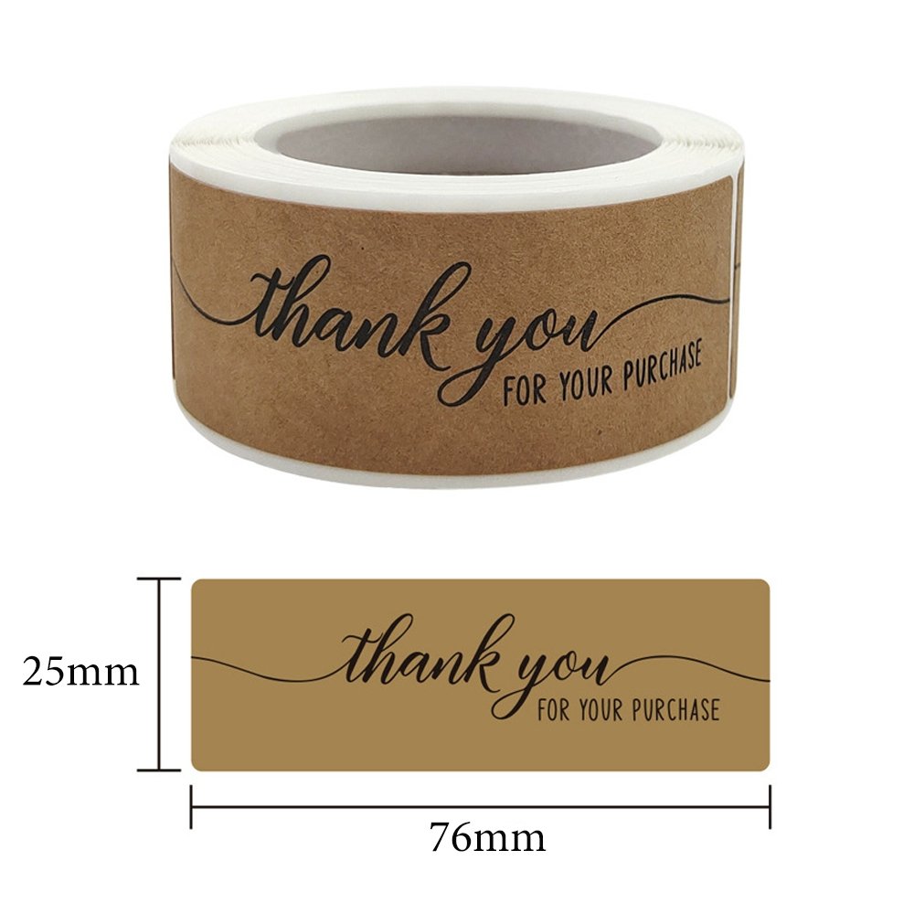 Kraft Rectangular Sticker 'Thank You For Your Purchase' - TEM IMPORTS™