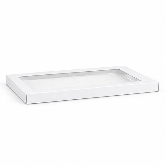 Clear Window Lid for Large Rectangle White Catering Tray (Carton of 100)