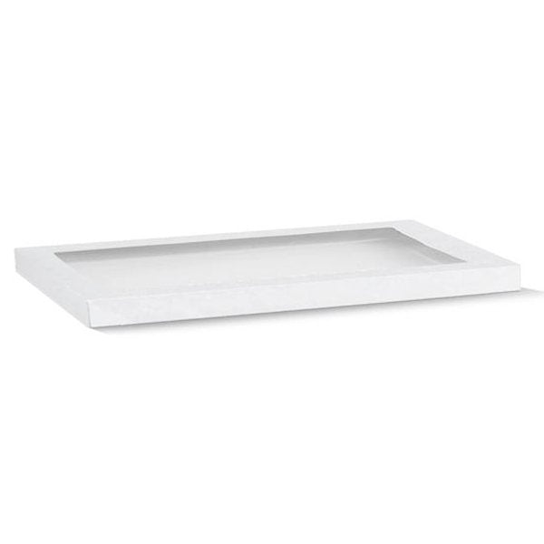 Rectangle White Catering Tray Lid With PET Window - Suit Large Tray