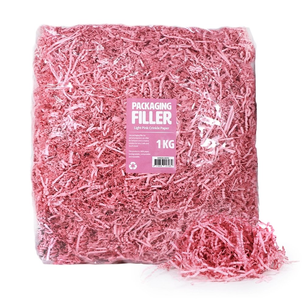 Light Pink Crinkle Paper Shreds Fillers - 1Kg - TEM IMPORTS™