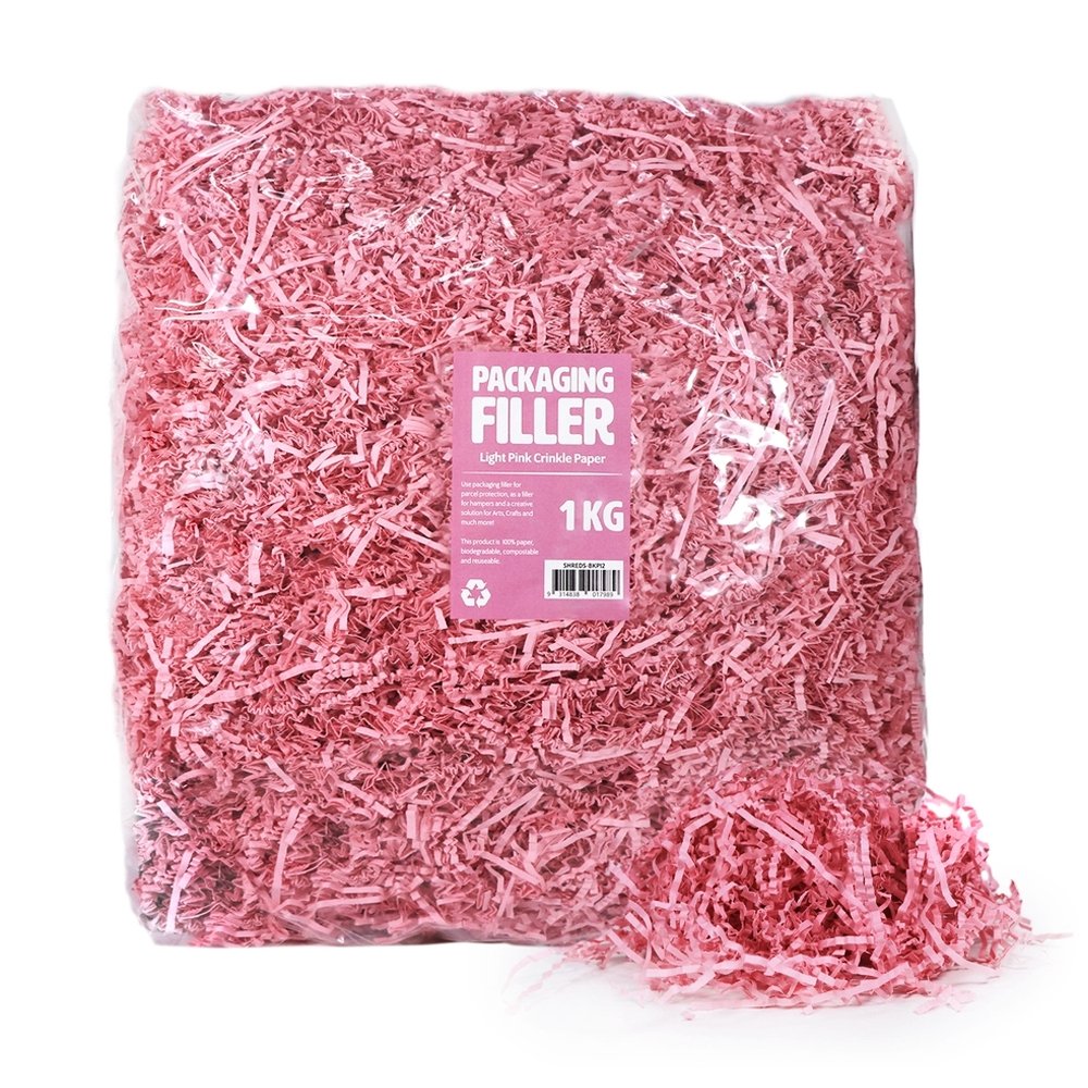 Light Pink Crinkle Paper Shreds Fillers - 1Kg Bag - TEM IMPORTS™