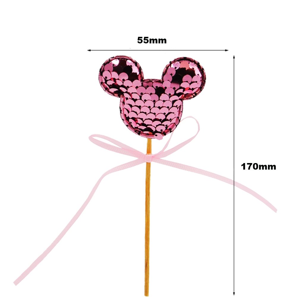 Light Pink Mickey Ear With Pink Bow Cake Topper - TEM IMPORTS™