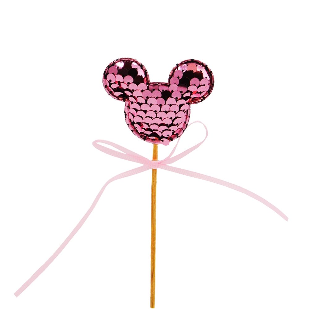 Light Pink Mickey Ear With Pink Bow Cake Topper - TEM IMPORTS™