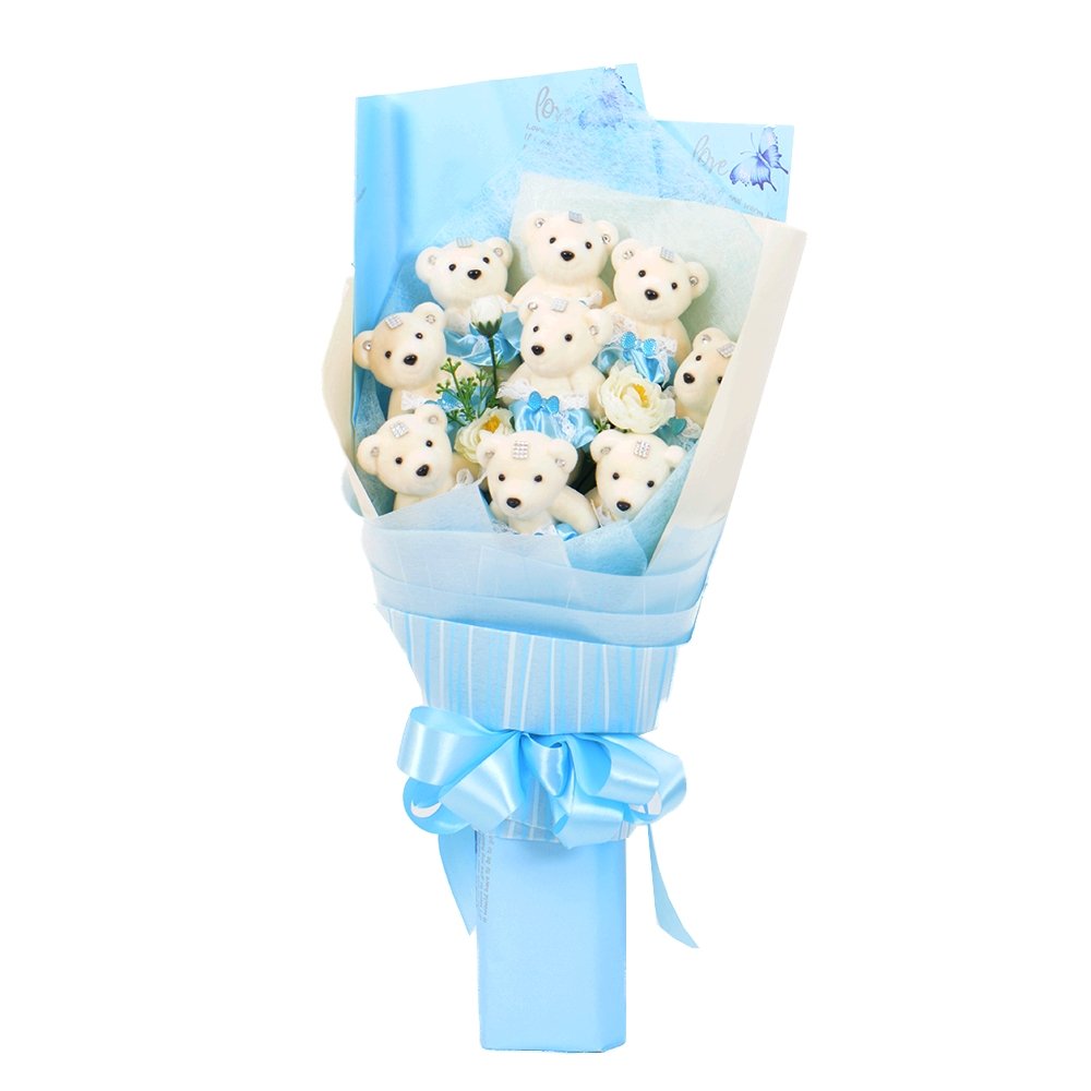 Light Sky Blue Teddy Bear Bouquet - TEM IMPORTS™