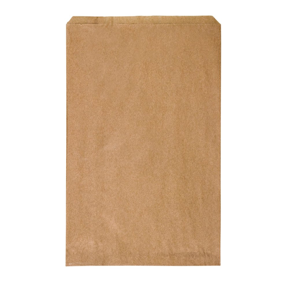 Long Sponge Flat Paper Bag Brown - Pack of 100 - TEM IMPORTS™