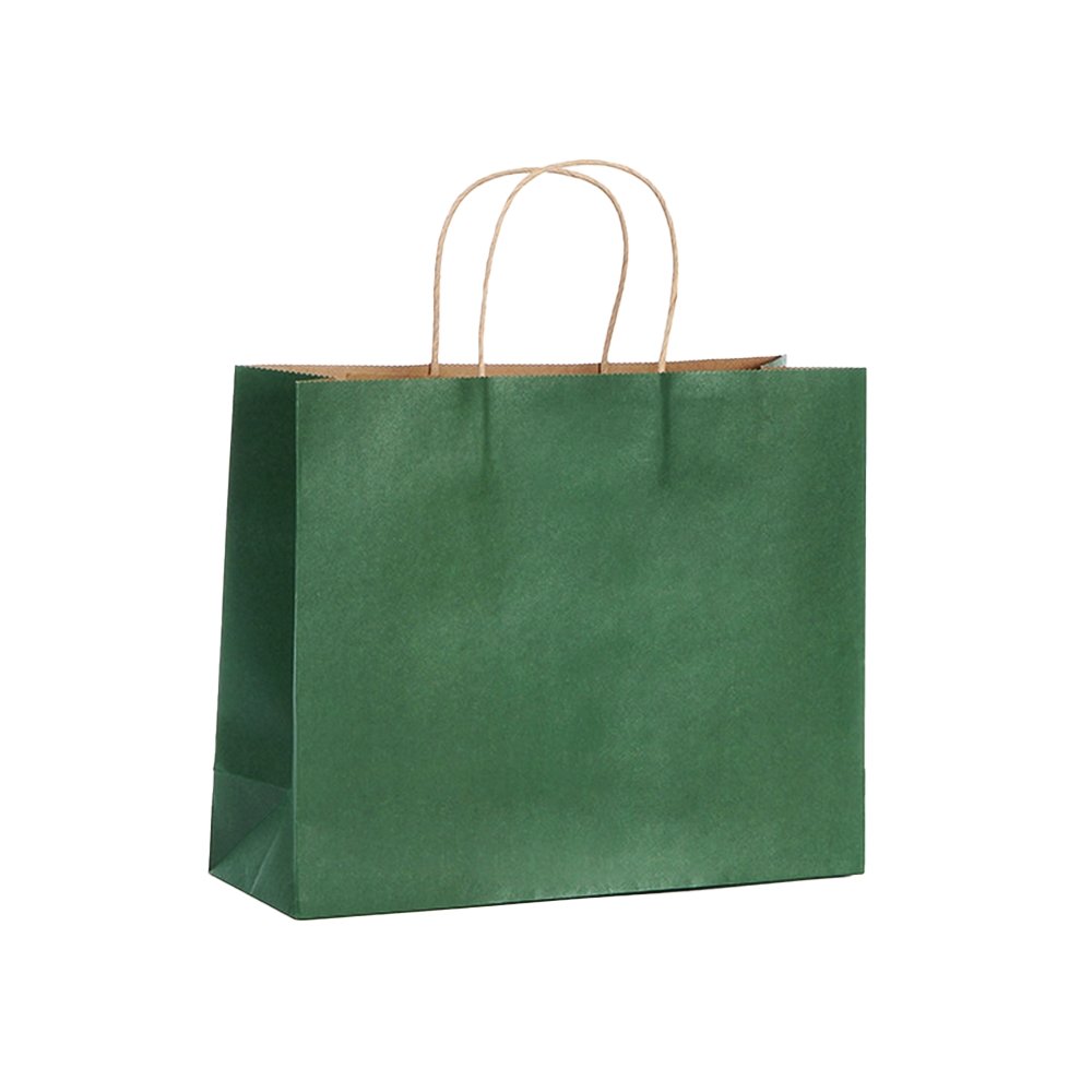 Medium Emerald Green Paper Twist Handle Bag - TEM IMPORTS™