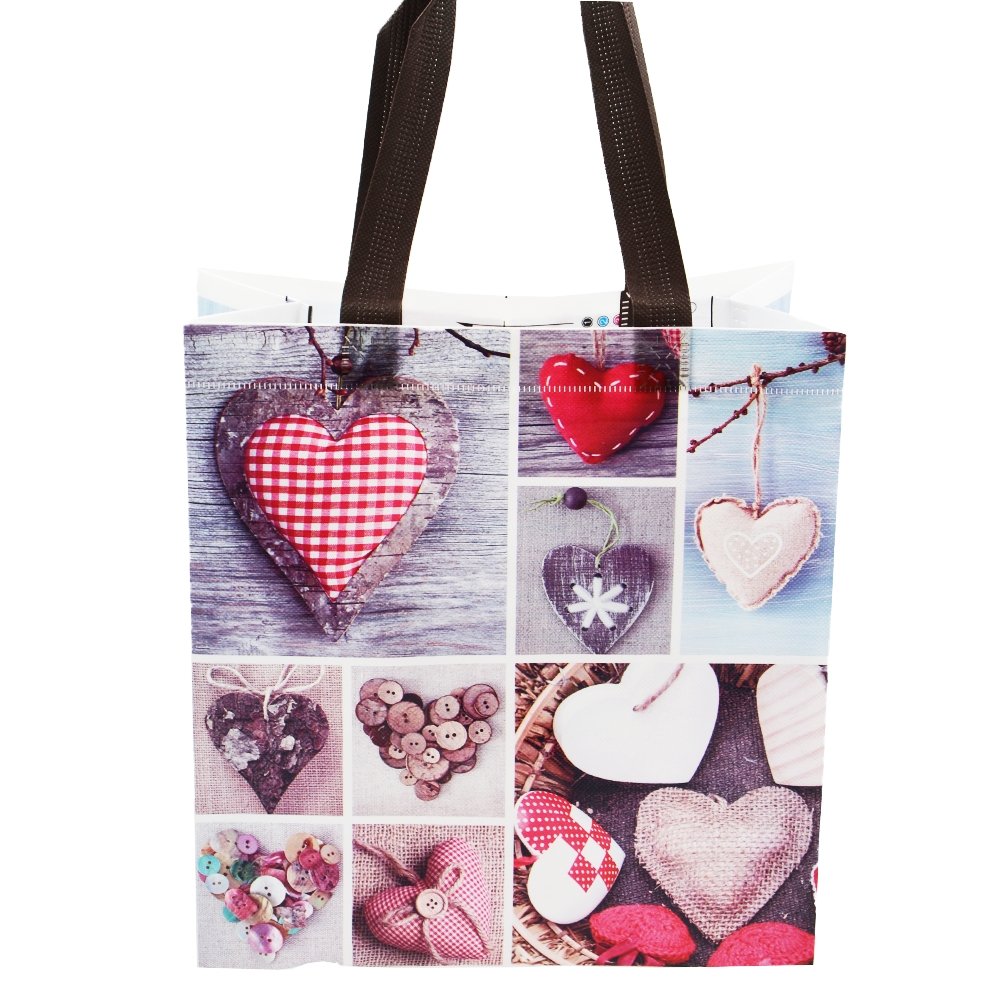 Medium Love Hearts Coated Non Woven Bags - Pk10 - TEM IMPORTS™