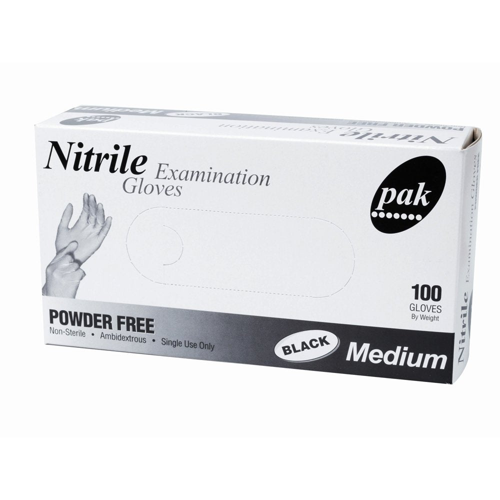 Medium Powder-Free Black Nitrile Gloves