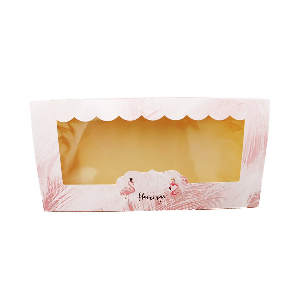 Medium Rectangular Patisserie Paper Box Window - Flamingo - TEM IMPORTS™