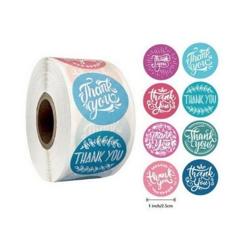 Mix Colour Seal Label Stickers Roll 'Thank You' - TEM IMPORTS™