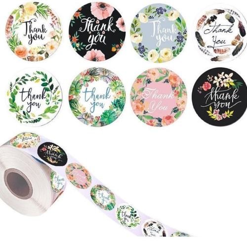 Mix Flowers Seal Label Stickers Roll 'Thank You' - TEM IMPORTS™