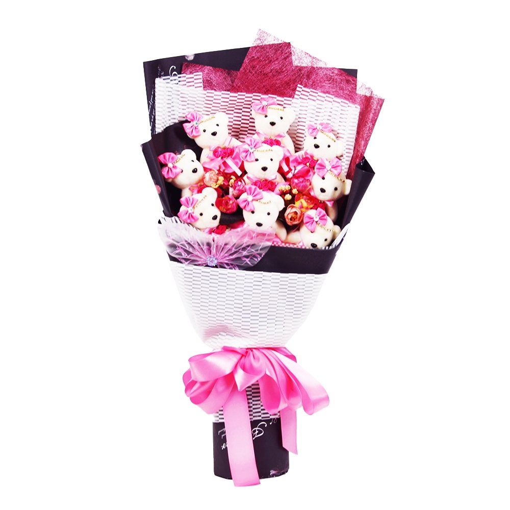 Now & Forever Pink Teddy Bear Bouquet - TEM IMPORTS™