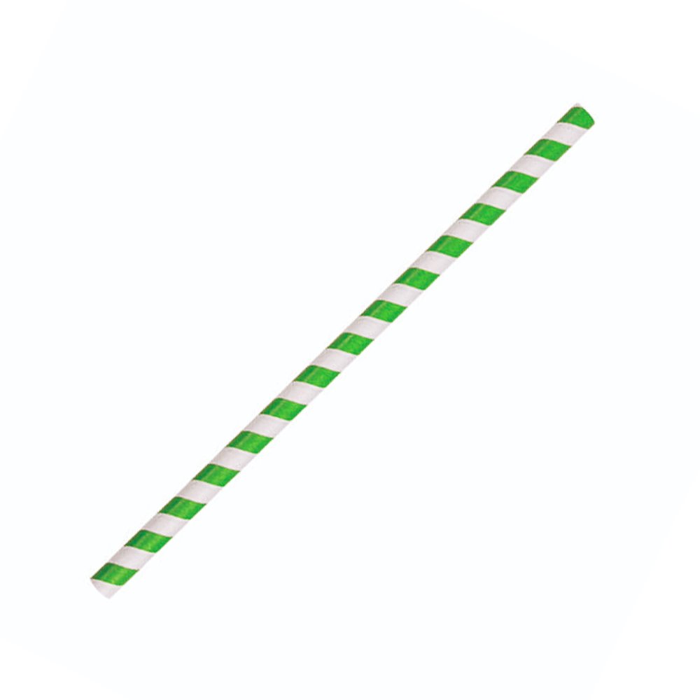 Paper Straw Jumbo Green Stripe - Pack of 50 - TEM IMPORTS™