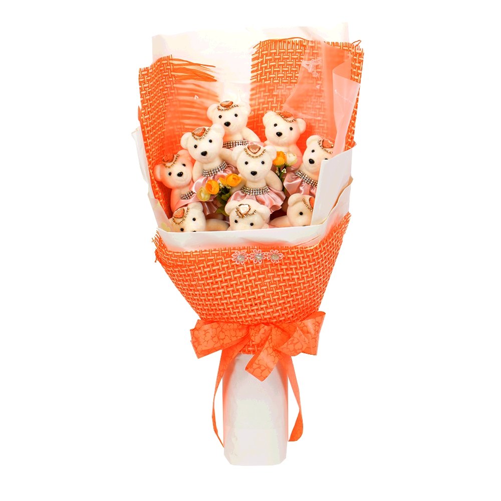 Peach Orange Teddy Bear Bouquet - TEM IMPORTS™