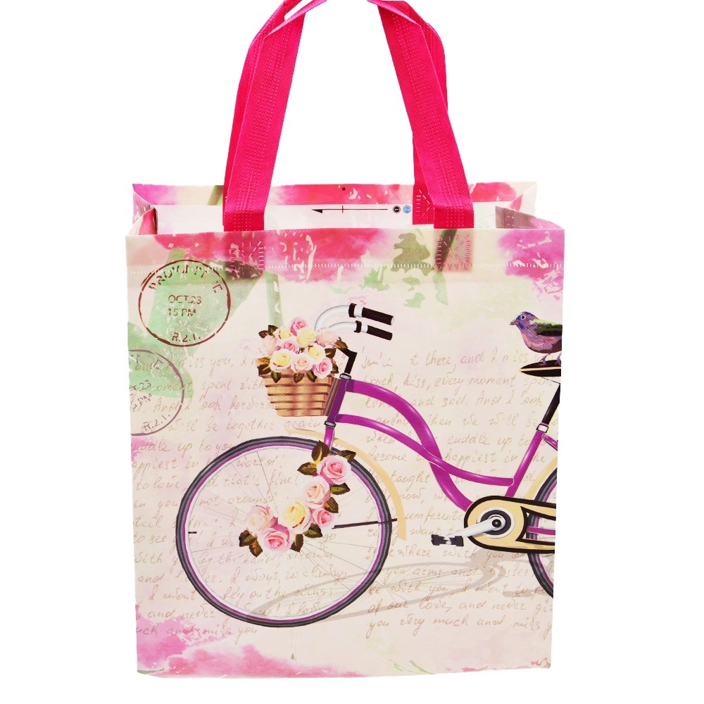 Pink Medium Bicycle Coated Non Woven Bags - Pk10 - TEM IMPORTS™