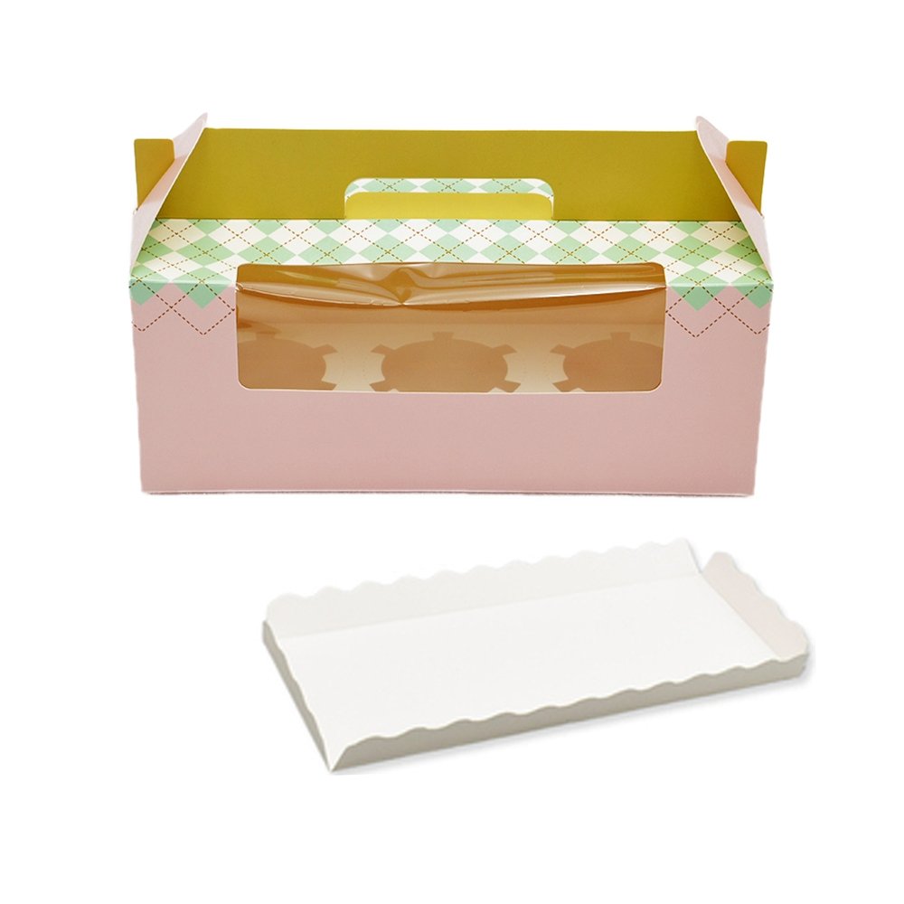 Plain Tray Front Window Paper Cake Box Handle - Pattern - TEM IMPORTS™