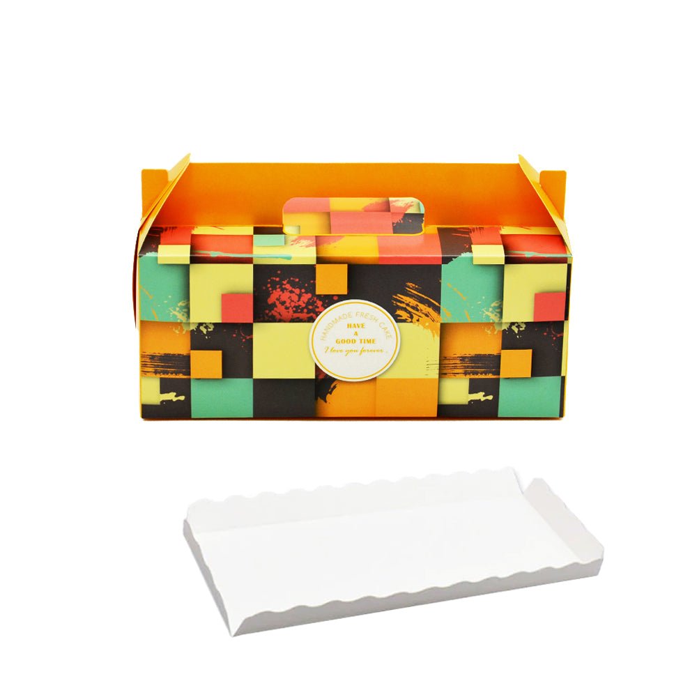 Plain Tray Paper Cake Box Handle - Bright Orange - TEM IMPORTS™