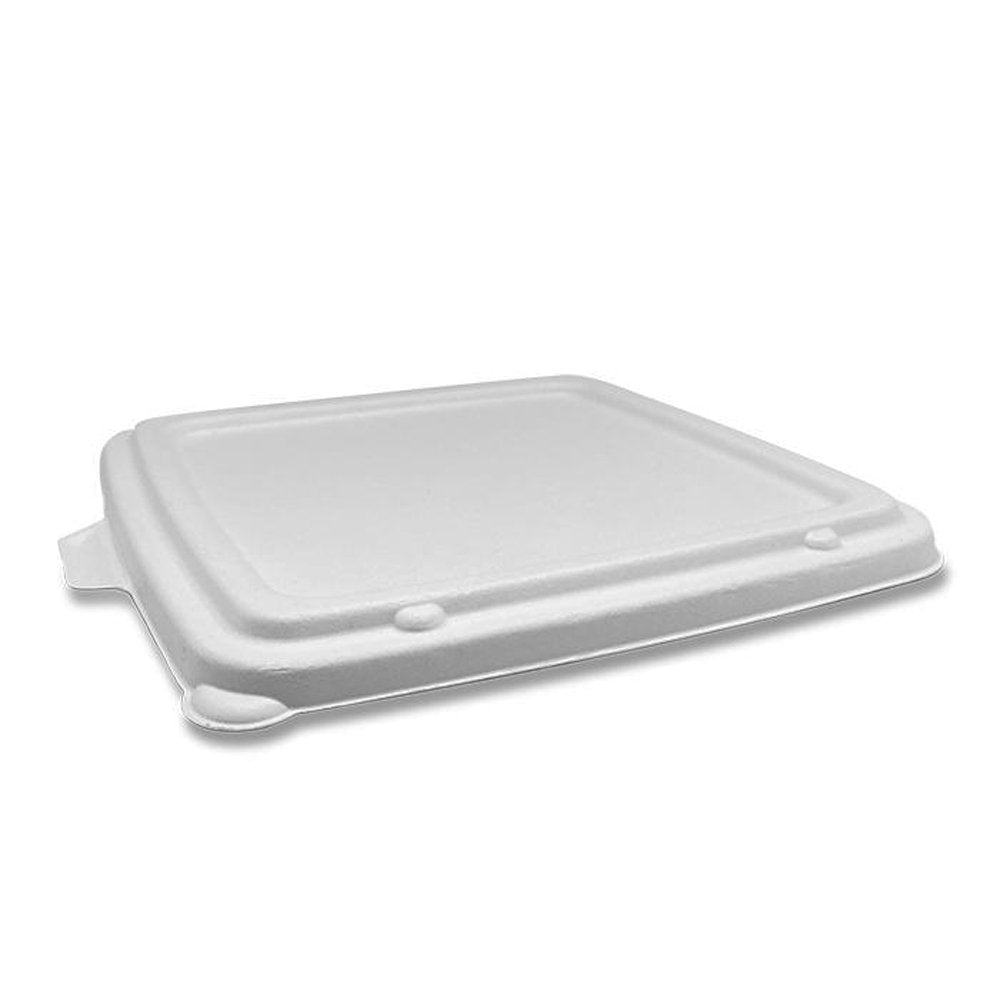 Plain White Sugarcane Lid For 9" 3 Compartment Tray - TEM IMPORTS™